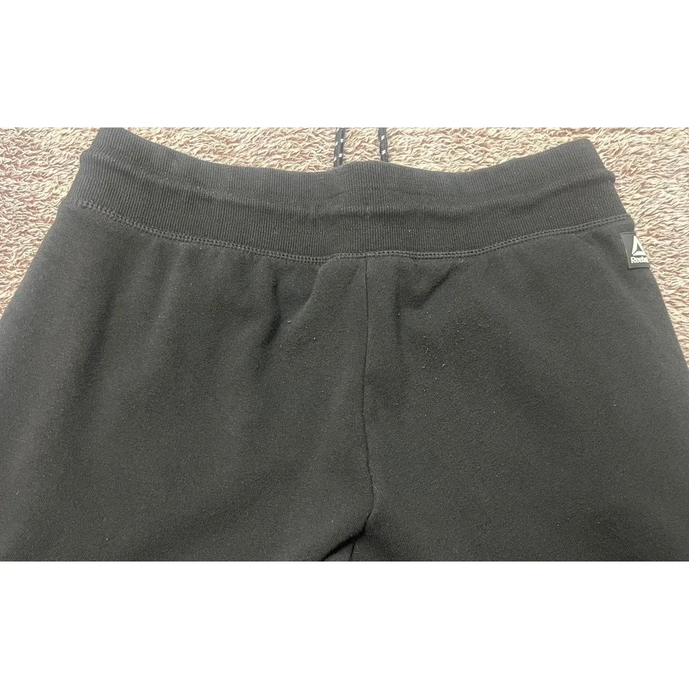 Reebok Mens S Black Fleece Jogger Sweatpants Zipper Pockets Tapered Athletic